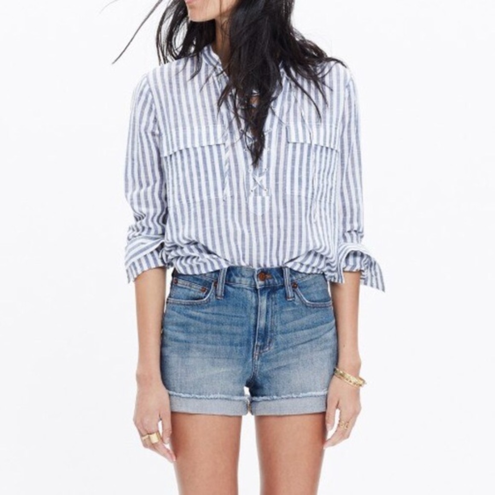 Madewell High-Rise Denim Shorts in Bo Wash